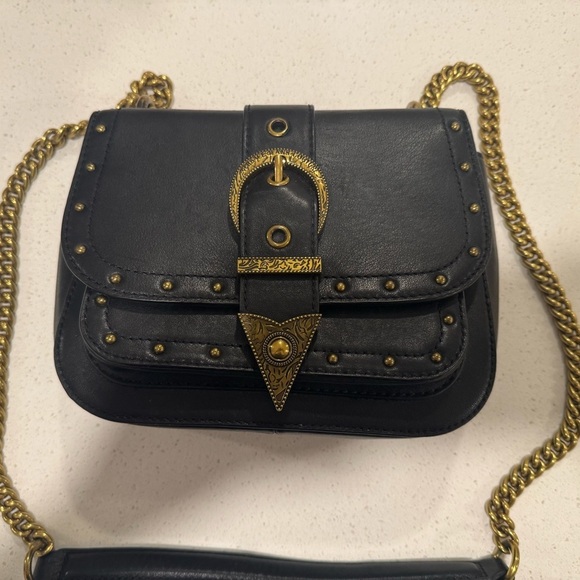 Black and Gold Studded Women's Bag - Picture 2 of 12